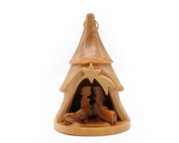 Christmas Bell Ornament | Nativity Scene Bell tree Ornament from Holy Land | Olive Wood Bethlehem Nativity bell | Christmas tree decoration