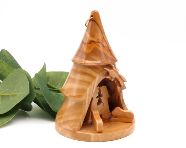 Christmas Bell Ornament | Nativity Scene Bell tree Ornament from Holy Land | Olive Wood Bethlehem Nativity bell | Christmas tree decoration