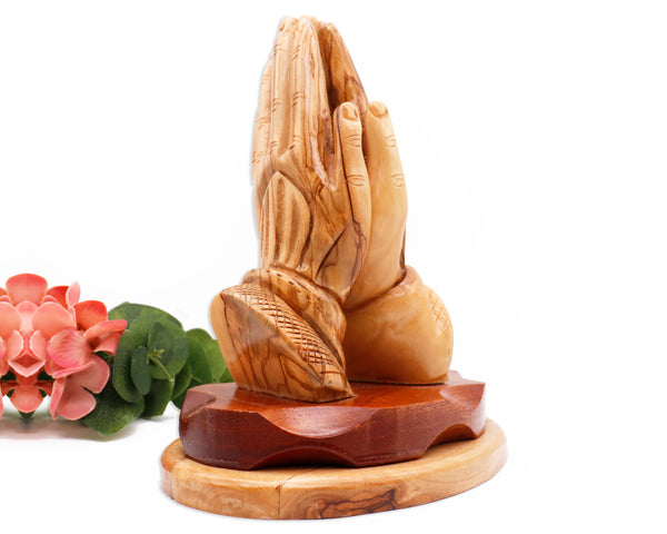 Large Praying hands statue from The Holy Land |Olive wood Praying Hands Religious Art Collectible Figurine | Praying statue Religious decor