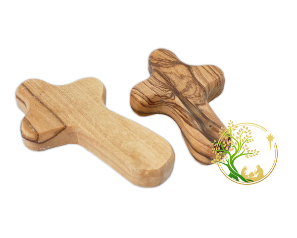 HIS & HERS Comfort Cross Set | Prayer handheld cross | Pocket olive wood cross religious gift