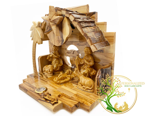 Olive wood musical Nativity Scene from The Holy Land | Nativity set for Christmas decoration