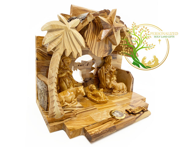 Olive wood musical Nativity Scene from The Holy Land | Nativity set for Christmas decoration