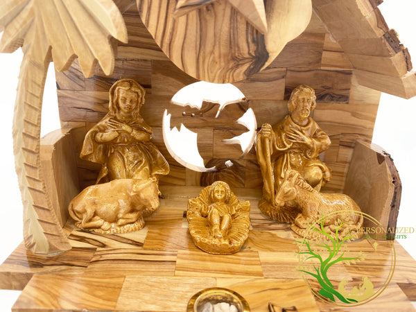 Olive wood musical Nativity Scene from The Holy Land | Nativity set for Christmas decoration