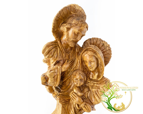 Large statue of the Holy Family | Virgin Mary, Joseph & baby Jesus olive wood religious figurine from Bethlehem