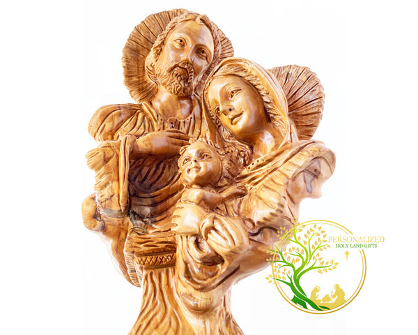 Large statue of the Holy Family | Virgin Mary, Joseph & baby Jesus olive wood religious figurine from Bethlehem