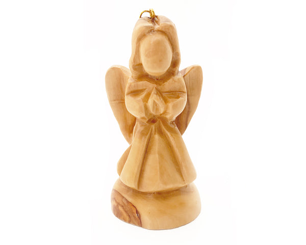 Mini Angel Christmas Ornament made from olive wood in the Holy Land - Home Religious décor -Perfect Angel Statue tree decoration 3.5″ X 1.6″