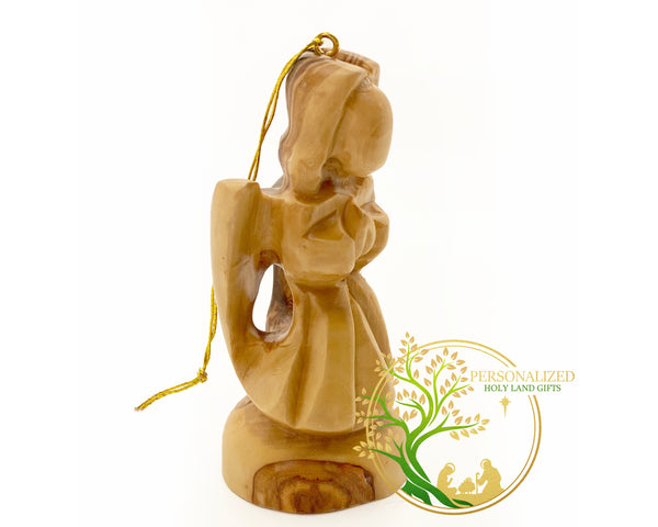 Mini Angel Christmas Ornament made from olive wood in the Holy Land - Home Religious décor -Perfect Angel Statue tree decoration 3.5″ X 1.6″