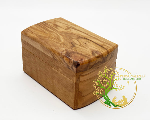 Holy Land Olive wood Rosary Box | Personalized Wooden box | keepsake First communion rosary box