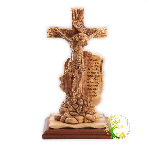 Jesus Statue | Christ on the cross | olive wood figurine of Jesus | religious statue of Our Lord Jesus Christ