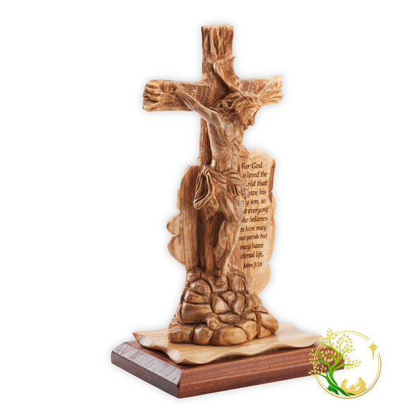 Jesus Statue | Christ on the cross | olive wood figurine of Jesus | religious statue of Our Lord Jesus Christ