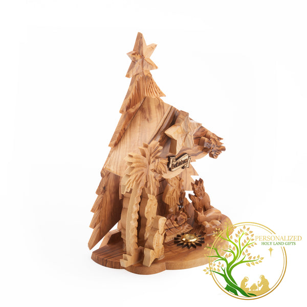 Wooden Nativity Set | Holy Land Christmas decoration nativity scene with silent night music box