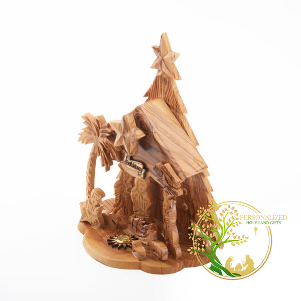 Wooden Nativity Set | Holy Land Christmas decoration nativity scene with silent night music box