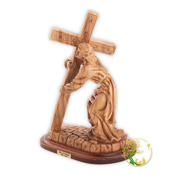 Jesus carrying cross Easter Lent statue | Way of the cross statue | catholic Via Dolorosa figurine | Jesus Christ Easter Figurine