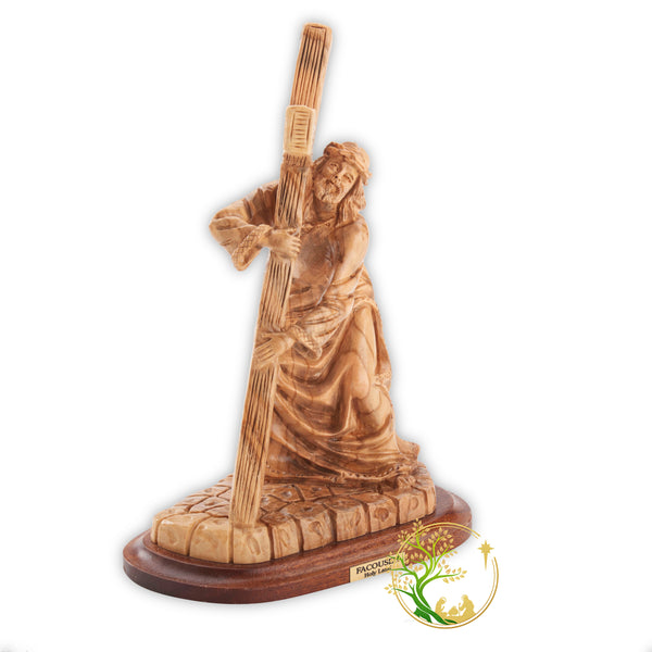 Jesus carrying cross Easter Lent statue | Way of the cross statue | catholic Via Dolorosa figurine | Jesus Christ Easter Figurine