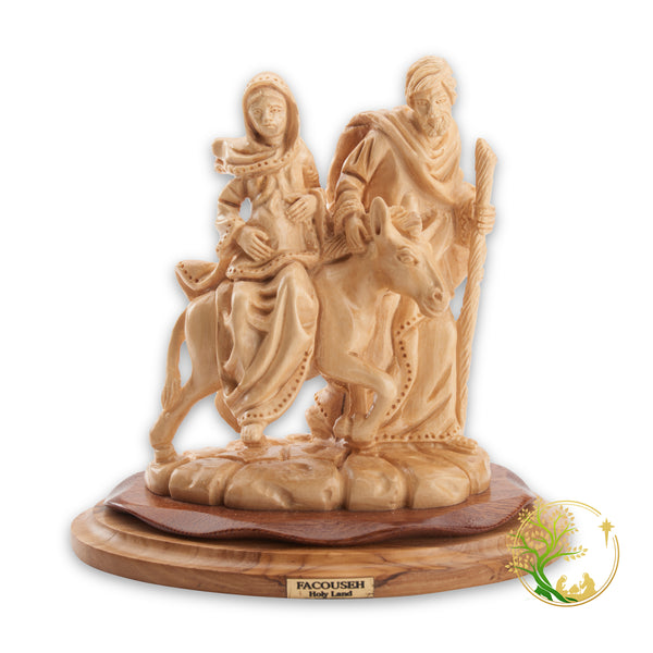 Pregnant Mary & Joseph's journey to Bethlehem statue | Holy Land Hand-carved Olive wood Holy Family Figurine