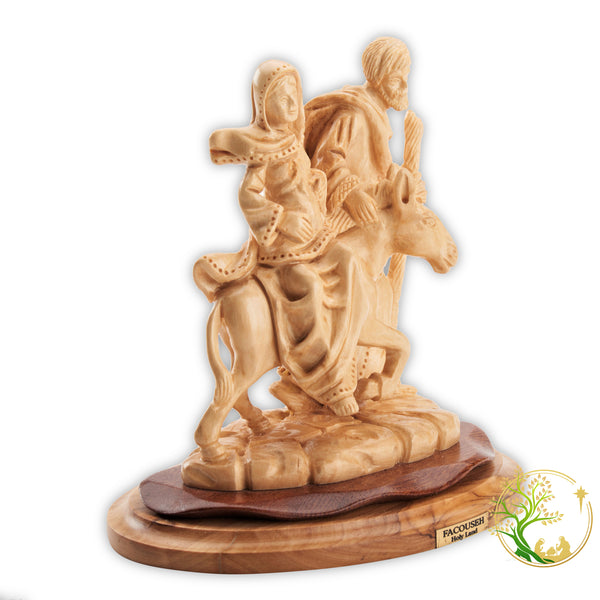 Pregnant Mary & Joseph's journey to Bethlehem statue | Holy Land Hand-carved Olive wood Holy Family Figurine