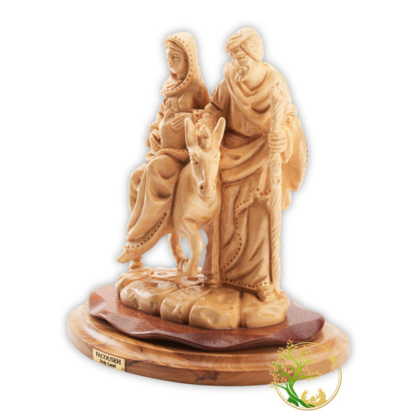 Pregnant Mary & Joseph's journey to Bethlehem statue | Holy Land Hand-carved Olive wood Holy Family Figurine